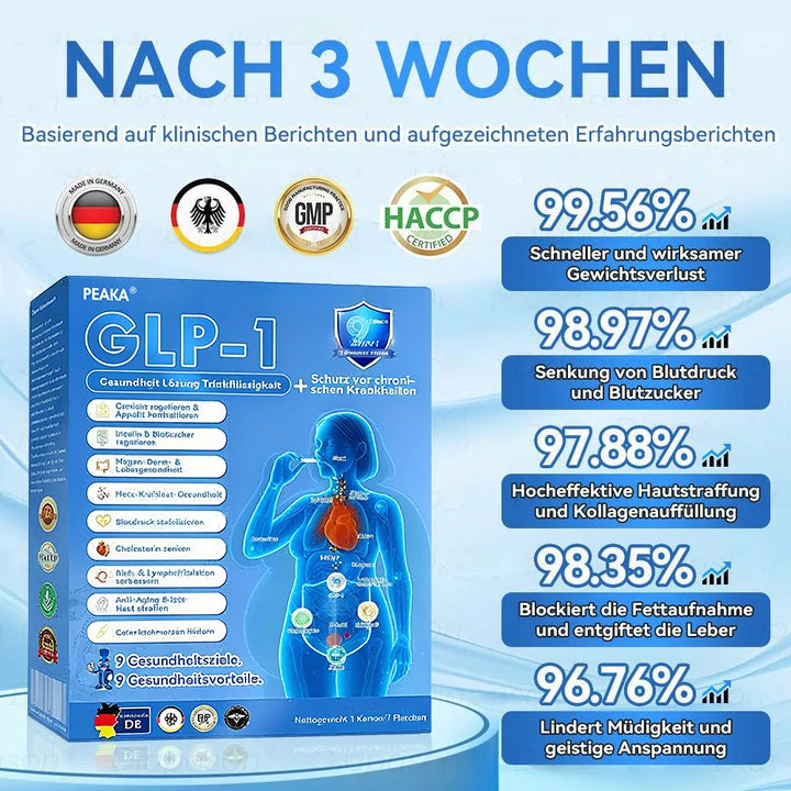 𝐩𝐞𝐚𝐤𝐚® 𝗚𝗟𝗣-𝟭 9-in-1 Gesundheitslösung Oral Liquid👩‍⚕️(Nur eine Dosis pro Tag, sichtbare Veränderungen in 7 Tagen)👍Geeignet für Gewichtsreduktion, kardiovaskuläre Gesundheit, Diabetes, Schlafapnoe, Gelenkprobleme und viele weitere Gesundheitsprobleme🏆🏆